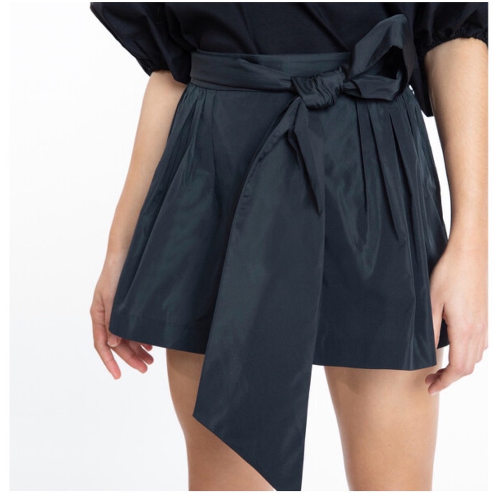 Tanya Taylor Shorts Black Nikiya Paperbag Shorts with Statement Sash & Pockets